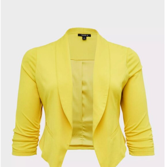 TORRID: Yellow Studio Crepe Classic Blazer - Picture 3 of 4